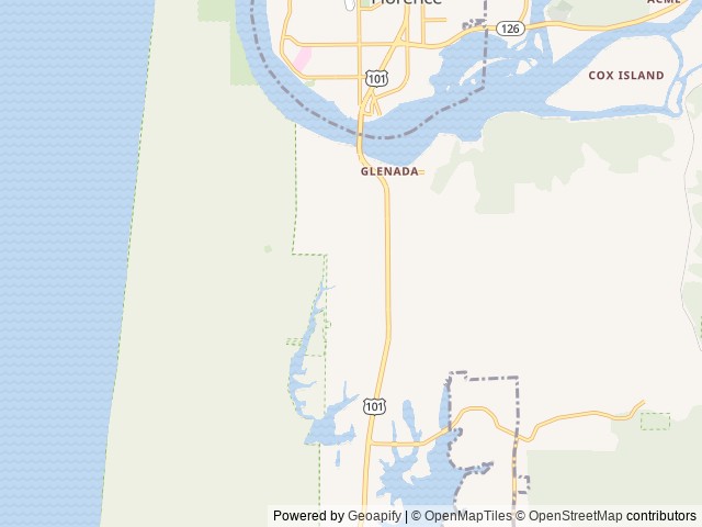 Map of Thousand Trails South Jetty location at Florence, OR, United States