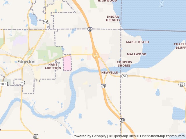 Map of Rock River Leisure Estates location at Edgerton, WI, United States