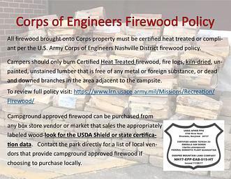 FIREWOOD POLICY- NOT ALL ROADSIDE VENDOR WOOD IS ACCEPTED AT THIS CAMPGROUND. 