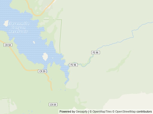 Map of Spillway Campground location at Lake George, CO, United States
