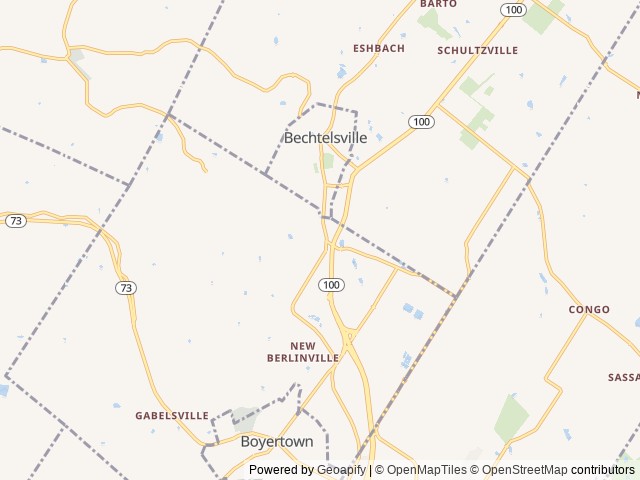Map of Lazy K Campground location at Bechtelsville, PA, United States