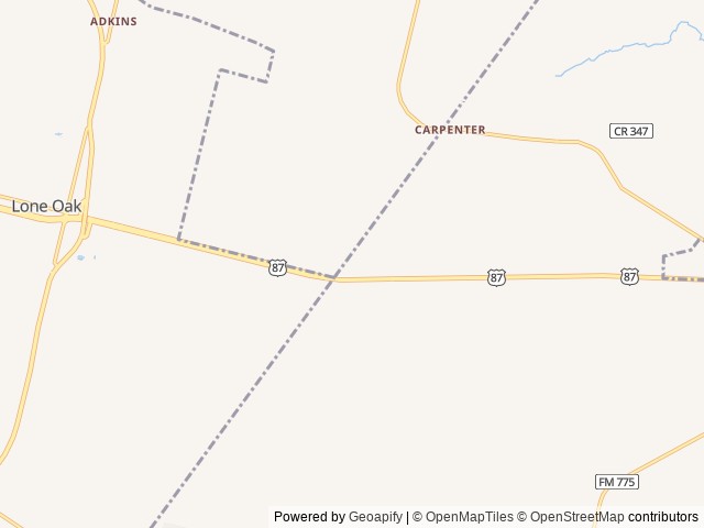 Map of Rusty Rocker RV Park location at La Vernia, TX, United States