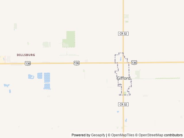 Map of Gordyville USA location at Gifford, IL, United States