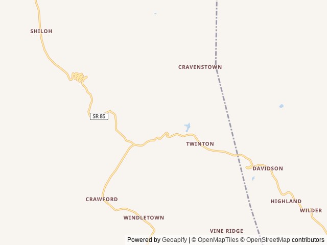 Map of Cub Mountain ATV Park and Campground location at Crawford, TN, United States