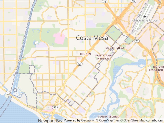 Map of Stone Villa RV Park location at Costa Mesa, CA, United States