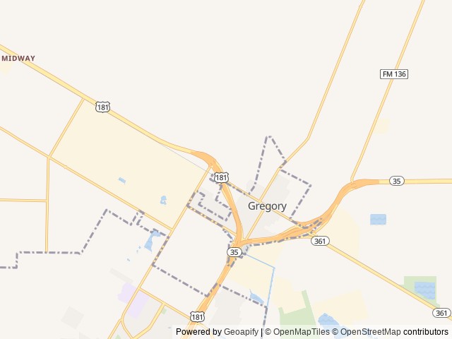 Map of Community RV Resorts Corpus Christi location at Gregory, TX, United States