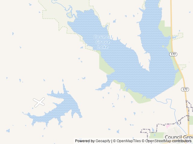 Map of Canning Creek location at Council Grove, KS, United States