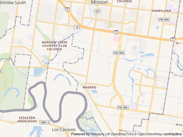 Map of Oleander Acres location at Palmview, TX, United States