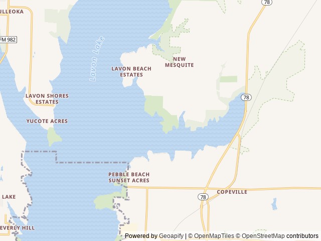 Map of Lakeland Pavilion location at Farmsville, TX, United States