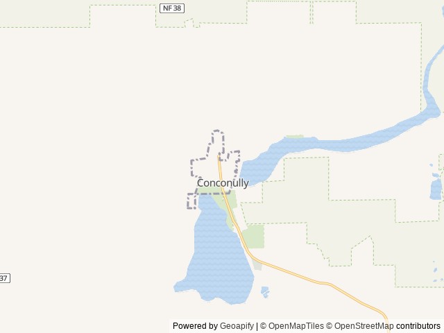 Map of Conconully Bible Camp location at Conconully, WA, United States
