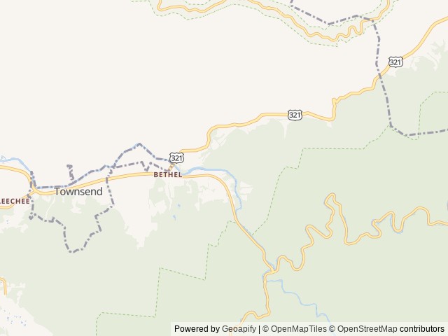 Map of Mountaineer Campground location at Townsend, TN, United States
