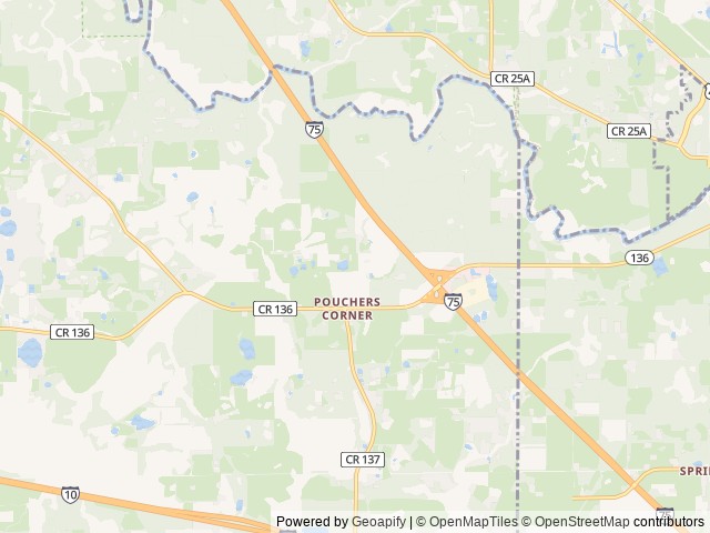 Map of Cowbird Campground location at Live Oak, FL, United States