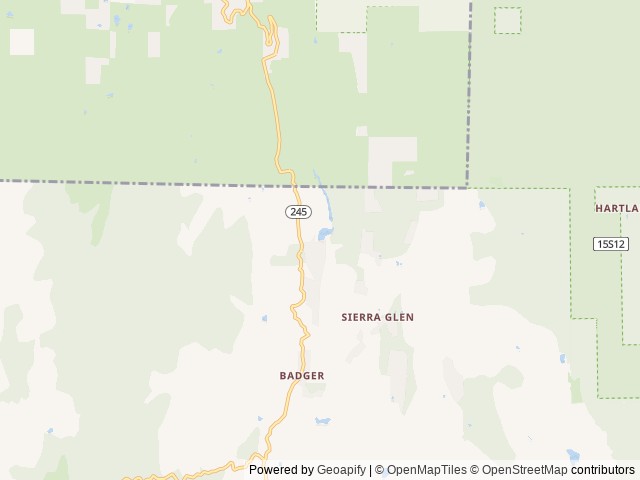 Map of Sequoia Resort & RV Park location at Badger, CA, United States