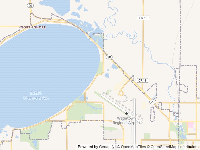 Map of Stokes-Thomas Lake City Park and Campground location at Watertown, SD, United States