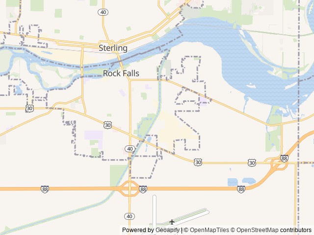 Map of Crystal Lake RV Park location at Rock Falls, IL, United States