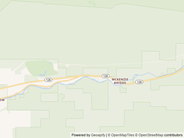 Map of Mckenzie Bridge location at Coburg, OR, United States