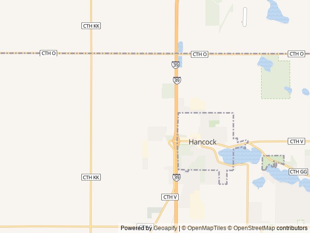 Map of Oasis Campground & Waterpark location at Hancock, WI, United States