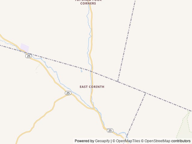 Map of Thompson Hill Campground location at Topsham, VT, United States