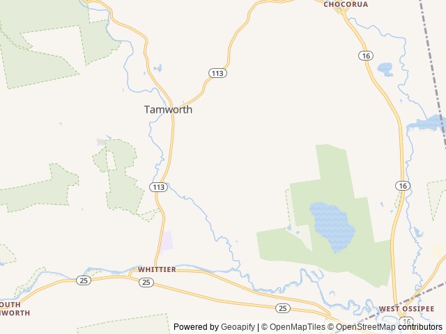 Map of Tamworth Camping Area location at Tamworth, NH, United States