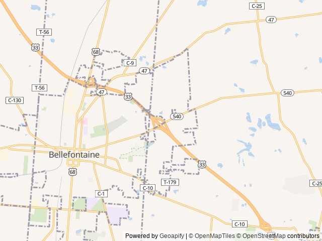 Map of Love's RV Hookup-Bellefontaine OH 810 location at Bellefontaine, OH, United States