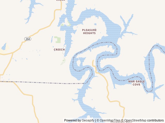 Map of War Eagle Campground location at Springdale, AR, United States
