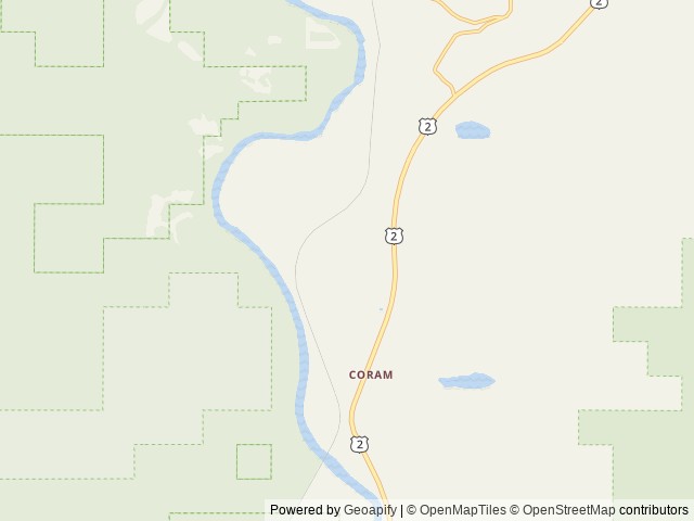 Map of Wander Camp Glacier location at Coram, MT, United States