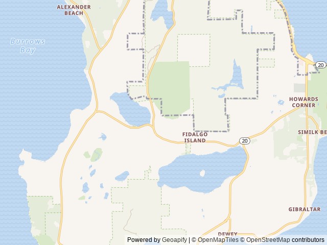 Map of Lake Erie Campground location at Anacortes, WA, United States