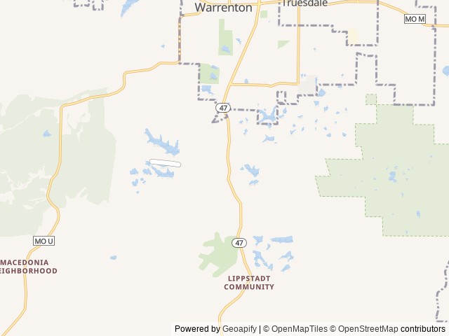 Map for Camp The Easy Way. near Warrenton, MO