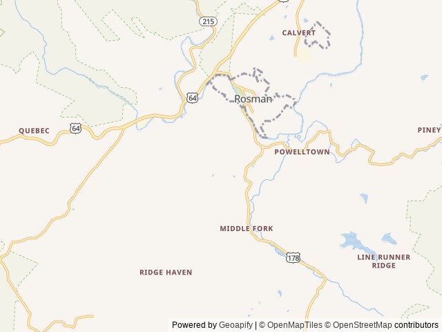 Map of Yak Eco Camp location at Rosman, NC, United States