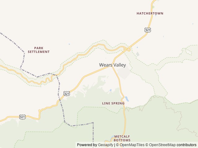 Map of Star Gazer Glamping Village location at Sevierville, TN, United States