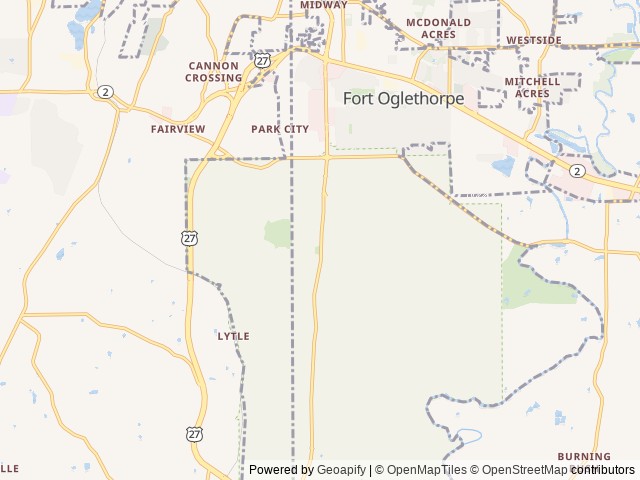 Map of Chickamauga Battlefield Group Campground location at Fort Oglethorpe, GA, United States