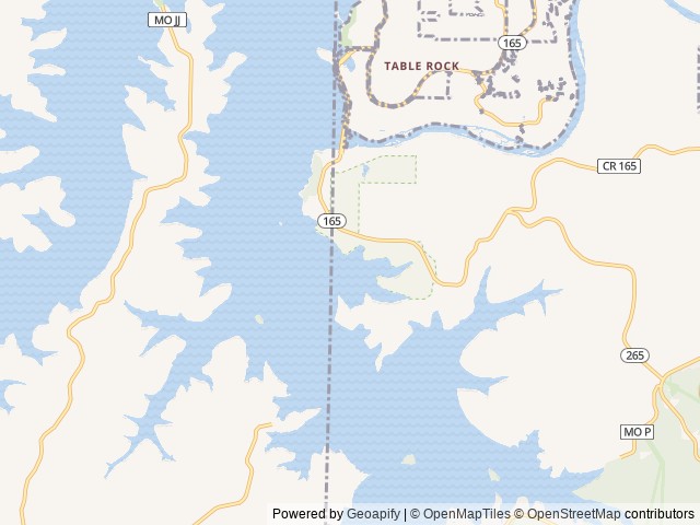Map of Table Rock State Park location at Branson, MO, United States