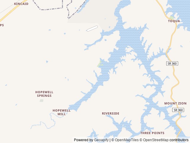 Map of Notchy Creek Campground location at Vonore, TN, United States