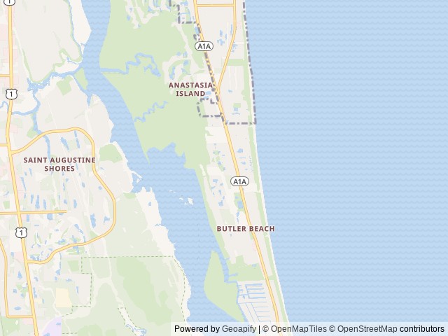 Map of Bryn Mawr Ocean Resort location at St. Augustine, FL, United States