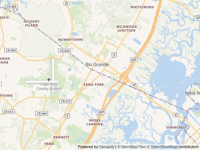 Map of Cape Shores Resort location at Rio Grande, NJ, United States