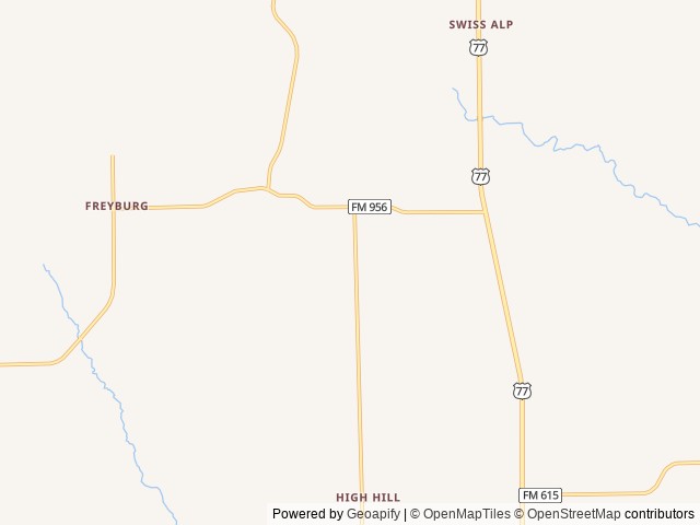 Map of The Oaks at High Hill Wedding Venue location at Schulenburg, TX, United States