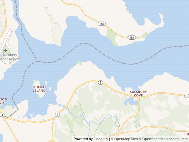 Map of Hadley's Point Campground location at Bar Harbor, ME, United States