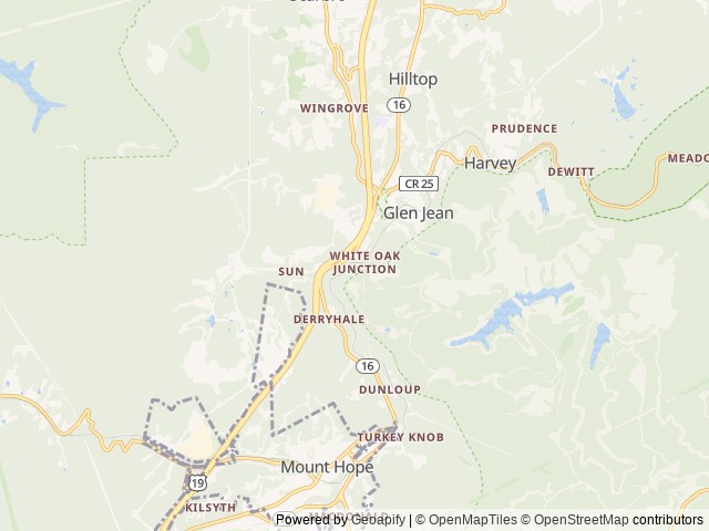 Map of Wood Mountain Campground location at Glen Jean, WV, United States