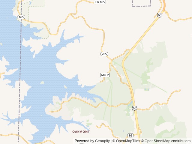 Map of Oasis Campground location at Hollister, MO, United States
