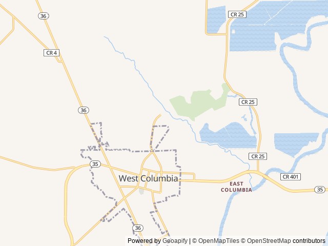 Map of Plantation Oaks Resort at Varner Creek location at West Columbia, TX, United States