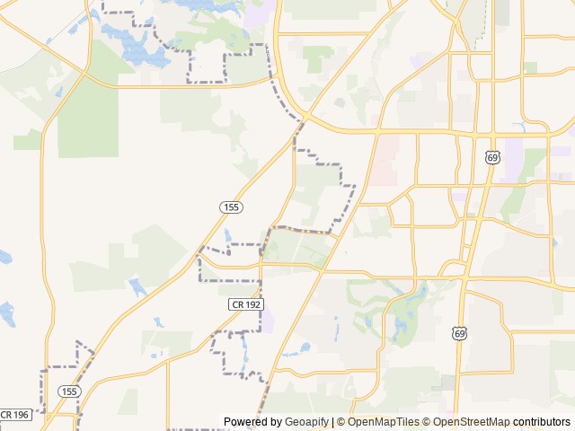 Map of South Tyler RV Park location at Tyler, TX, United States