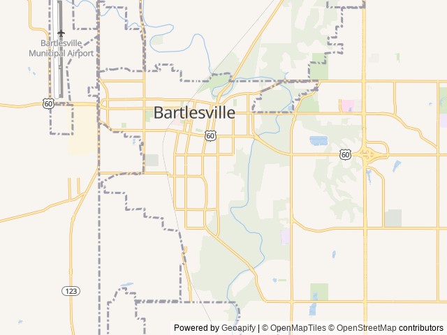 Map for Red, White, and Wild Blue Yonder near Bartlesville, KS