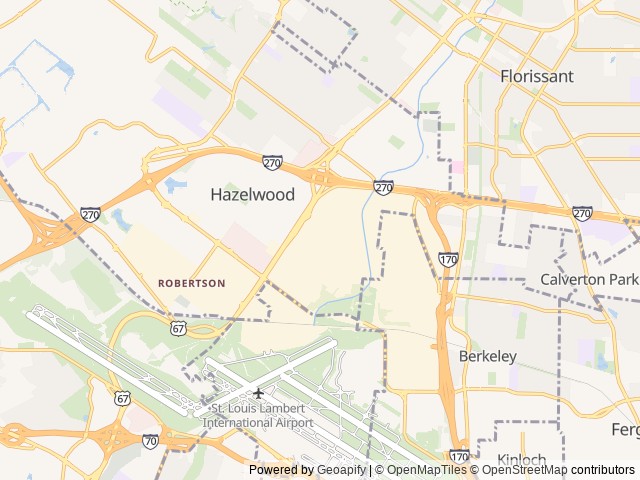 Map for The Getaway near Hazelwood, MO