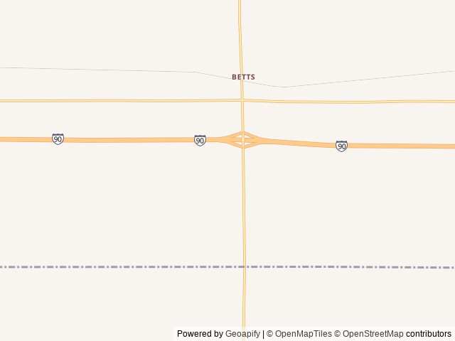 Map of Betts Campground location at Mitchell, SD, United States