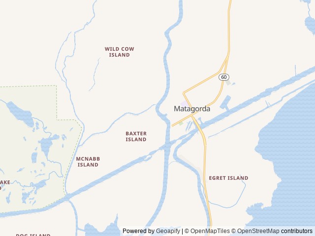 Map of Matagorda Fishing Paradise location at Matagorda, TX, United States