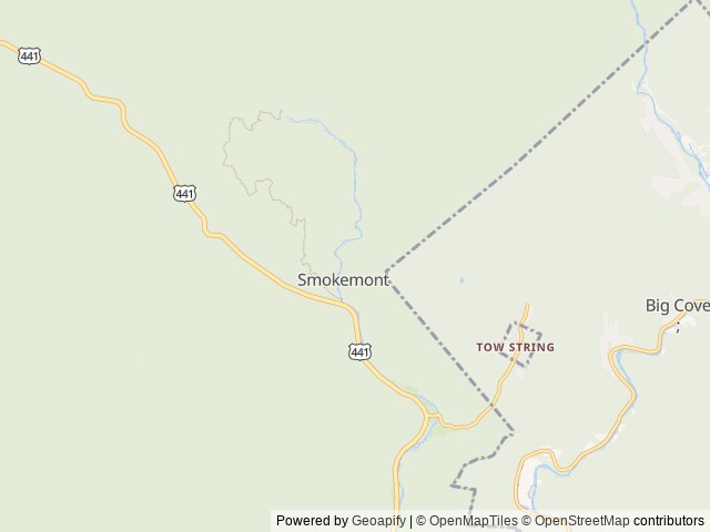 Map of Smokemont Campground location at Cherokee, NC, United States