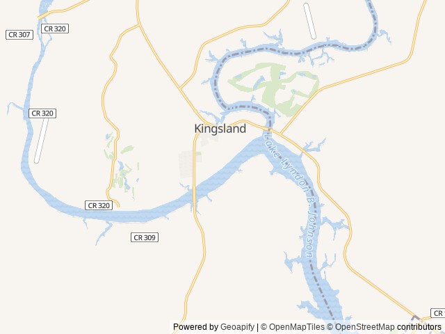 Map of Kingsland RV Park location at Kingsland, TX, United States