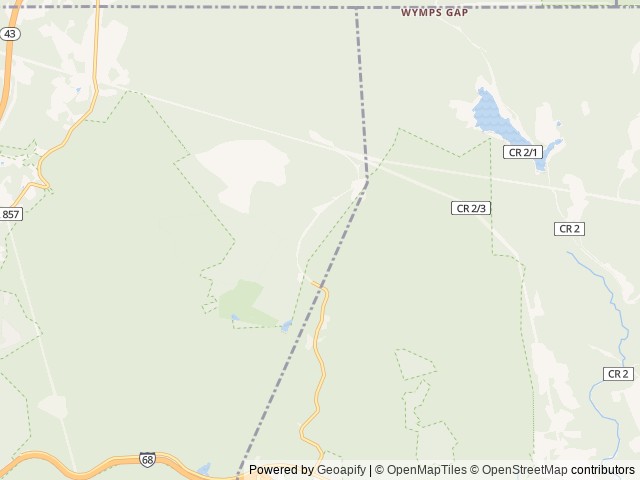 Map of Sand Springs Campground location at Morgantown, WV, United States