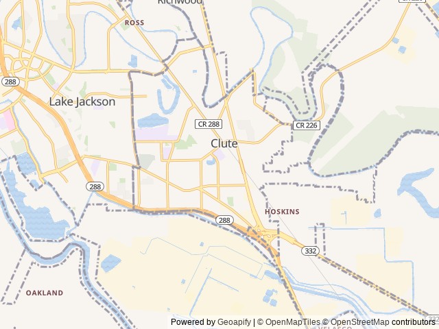 Map of Plantation Oaks RV Park location at Clute, TX, United States