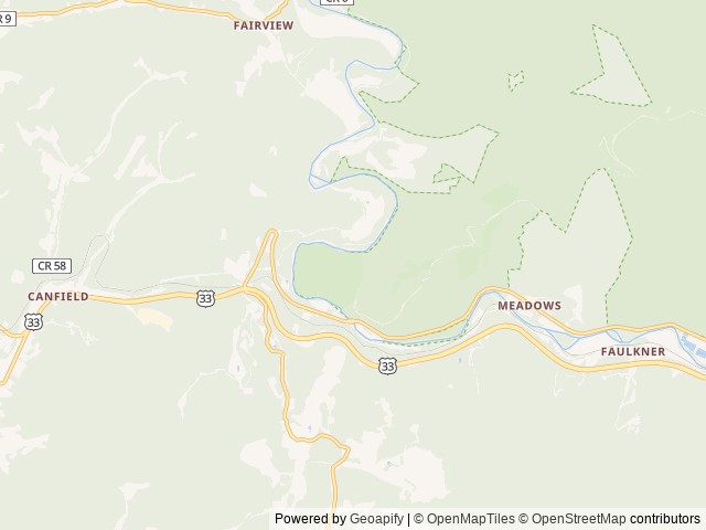 Map of Stuart Recreation Area location at Parsons, WV, United States